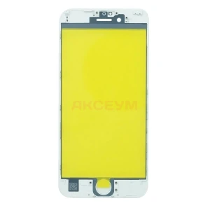 Стекло дисплея для iPhone 6S с рамкой (белое)