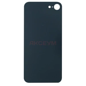Задняя крышка для iPhone 8 (стекло/широкий вырез под камеру) черная - Премиум