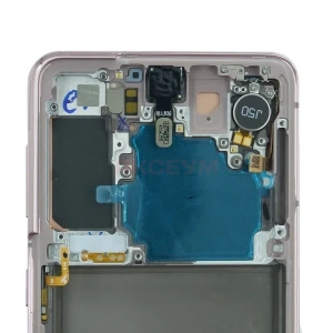Дисплей с рамкой для Samsung Galaxy S21/G991B с тачскрином (розовый) - Оригинал