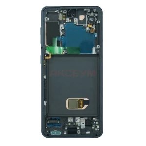 Дисплей с рамкой для Samsung Galaxy S21/G991B с тачскрином (серый) - Оригинал