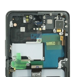 Дисплей с рамкой для Samsung Galaxy S21 Ultra/G998B с тачскрином (черный) - Оригинал