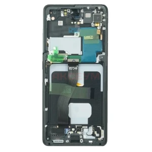 Дисплей с рамкой для Samsung Galaxy S21 Ultra/G998B с тачскрином (черный) - Оригинал