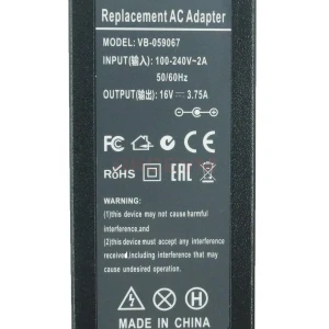 Блок питания для ноутбуков Samsung 16V 3.75A 60W (5.5X3.0)