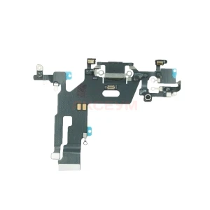 Шлейф для iPhone 11 с разъемом зарядки/микрофон (черный) - Премиум