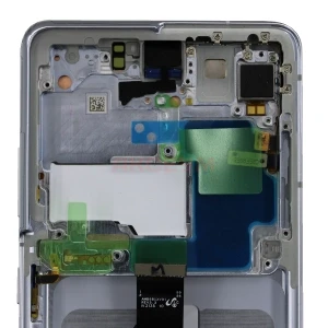 Дисплей с рамкой для Samsung Galaxy S21 Ultra/G998B с тачскрином (серебро) - Оригинал