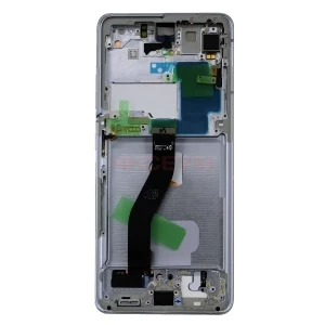 Дисплей с рамкой для Samsung Galaxy S21 Ultra/G998B с тачскрином (серебро) - Оригинал