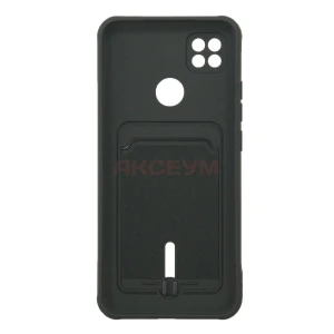 Чехол накладка для Xiaomi Redmi 10A SC304 с карманом для карты (черный)