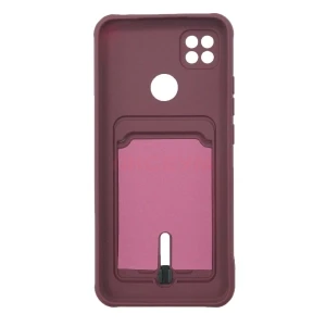 Чехол накладка для Xiaomi Redmi 10A SC304 с карманом для карты (бордовый)