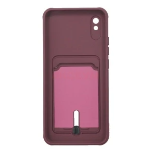 Чехол накладка для Xiaomi Redmi 9A/9i SC304 с карманом для карты (бордовый)