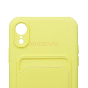 Чехол накладка для iPhone XR SC304 с карманом для карты (желтый)