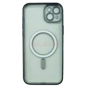 Чехол накладка для iPhone 14 Plus MagSafe SM011 (прозрачный с черным)