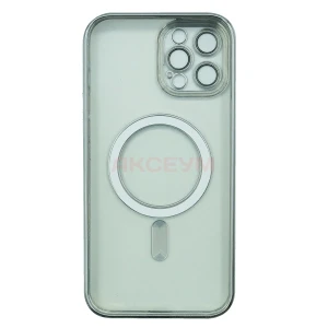 Чехол накладка для iPhone 12 Pro Max MagSafe SM011 (прозрачный с серебром)