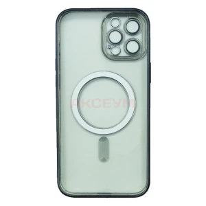 Чехол накладка для iPhone 12 Pro Max MagSafe SM011 (прозрачный с черным)