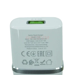 Сетевая зарядка Hoco C12Q (18W QС3.0 кабель Type-C) белая
