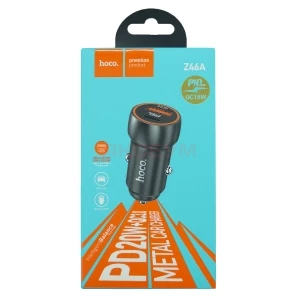 Автомобильное зарядное устройство USB/Type-C Hoco Z46A (20W PD QC 3.0) черное