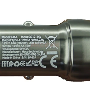 Автомобильное зарядное устройство USB/Type-C Hoco Z46A (20W PD QC 3.0) черное