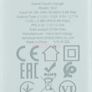 Сетевая зарядка Type-C Hoco N22 (25W QC3.0 PD кабель Type-C-Lightning) белая
