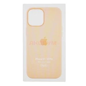 Чехол накладка для iPhone 12/12 Pro MagSafe Silicone с анимацией (персиковый)