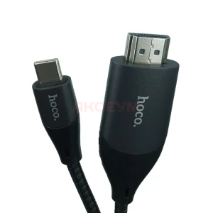 Кабель Type-C - HDMI Hoco UA16 (4K/30 Hz HD/оплетка нейлон/2 м) серый