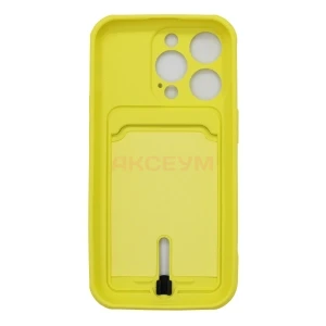 Чехол накладка для iPhone 14 Pro Max SC304 с карманом для карты (желтый)