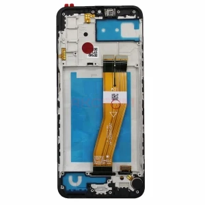 Дисплей с рамкой для Samsung Galaxy A03s (A037F) GH81-21233A с тачскрином (черный) длина 163 мм - Оригинал REF