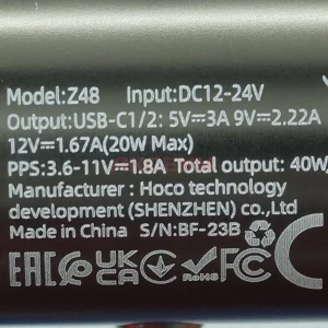 Автомобильное зарядное устройство Type-C Hoco Z48 (40W/QC3.0/PD/2 порта/кабель Type-C-Type-C) Серое