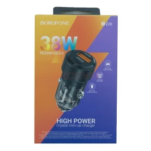 Автомобильное зарядное устройство USB/Type-C Borofone BZ20 (38W/QC3.0/PD 20W) черное