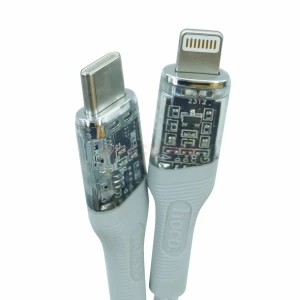 Кабель Type-C - Lightning Hoco U111 (3A/20W/PD/оплетка нейлон/1.2 м) Серый