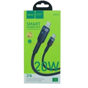 Кабель Type-C - Lightning Hoco U117 (20W/интеллектуальное отключение) черный