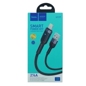 Кабель USB - Lightning Hoco U117 (2.4A/интеллектуальное отключение) черный