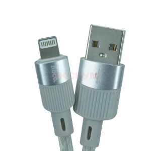 Кабель USB - Lightning Hoco X99 (2.4А/прозрачный силикон/термостойкий) cерый