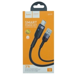 Кабель USB - Type-C Hoco U117 (3A/интеллектуальное отключение) черный