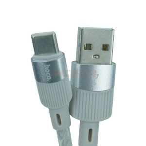 Кабель USB - Type-C Hoco X99 (3A/прозрачный силикон/термостойкий) серый