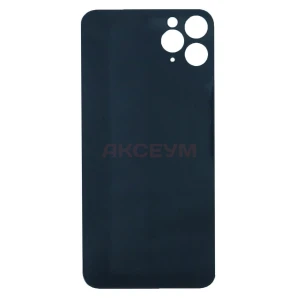 Задняя крышка для iPhone 11 Pro Max (широкий вырез под камеру/логотип) серая - Премиум