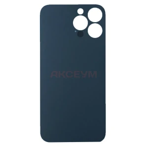 Задняя крышка для iPhone 13 Pro Max (широкий вырез под камеру/логотип) голубая - Премиум