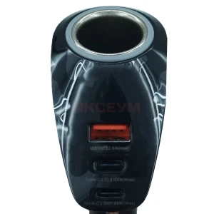 Автомобильное зарядное устройство USB/Type-C Remax RCC339 (88.5W/QC3.0/PD/2Type-C/1USB и 12V розетка/LCD) черное