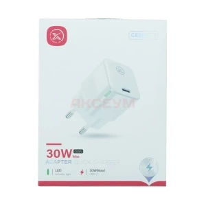 Сетевая зарядка Type-C XO CE06 (30W/PD/GaN/индикатор заряда) белая