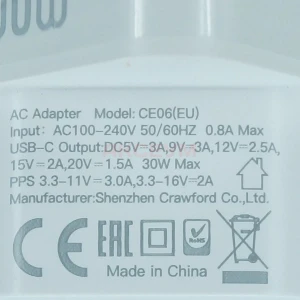 Сетевая зарядка Type-C XO CE06 (30W/PD/GaN/индикатор заряда) белая