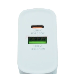 Сетевая зарядка USB/Type-C XO L64 (20W/QС3.0/PD) белая