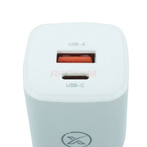 Сетевая зарядка USB/Type-C XO L96 (30W/QС3.0/PD) белая