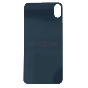 Задняя крышка для iPhone Xs Max (стекло/широкий вырез под камеру/логотип) белая - Премиум