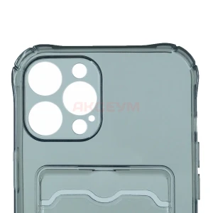 Чехол накладка для iPhone 12 Pro Max SC278 с карманом для карты (черный)