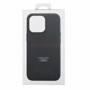 Чехол накладка для iPhone 15 Pro MagSafe SM002 экокожа (черный)