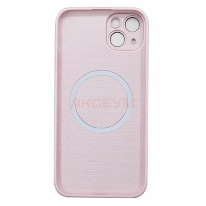 Чехол накладка для iPhone 15 Plus MagSafe SM021 (светло-розовый)