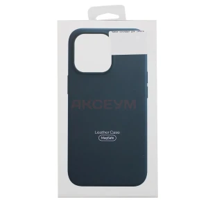 Чехол накладка для iPhone 15 MagSafe SM002 экокожа (синий)