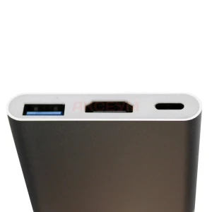 Переходник Type-C Hoco HB14 (Type-C (PD)/USB3.0/HDTV) серебро