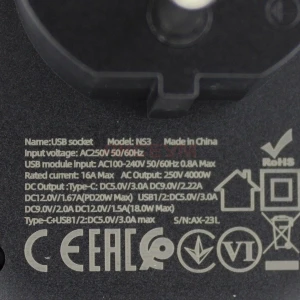 Сетевой фильтр с портами Hoco NS3 (4000W/QС3.0/PD/1 розетка/2 порта USB/порт Type-C) черный