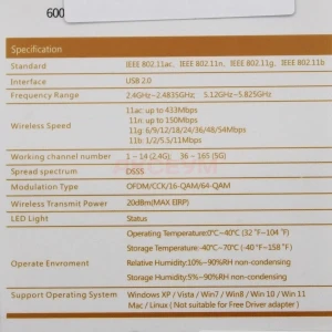 USB-адаптер WI-FI  (2.4 GHz - 5 GHz) черный