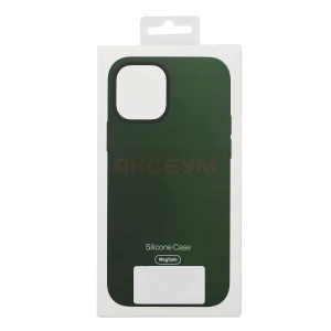 Чехол накладка для iPhone 12 Pro Max MagSafe Silicone с анимацией (темно-зеленый)
