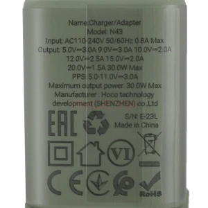 Сетевая зарядка Type-C Hoco N43 (30W/PD/GaN) темно-зеленая